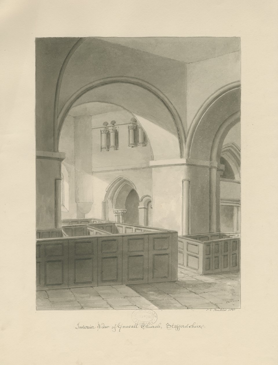 Forton - Aqualate Hall: gravering, nd [1653-1686] (trykk) av John Chessell Buckler