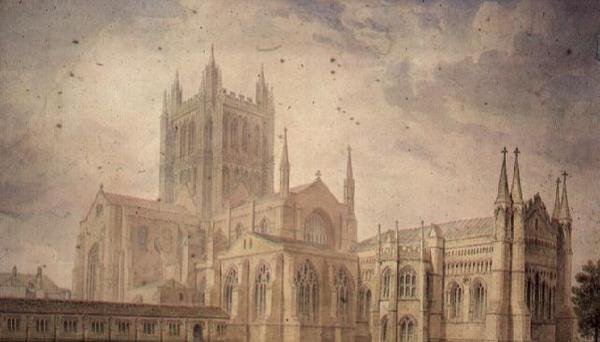 Hereford katedral av John Chessell Buckler