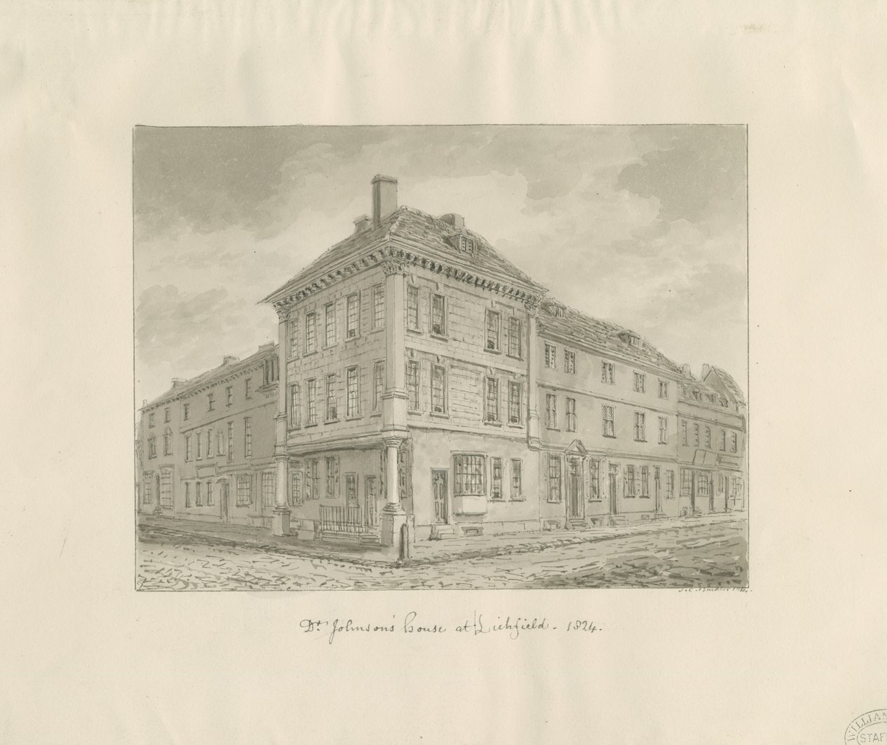 Lichfield - Dr. Johnsons fødested: sepia-tegning av John Chessell Buckler