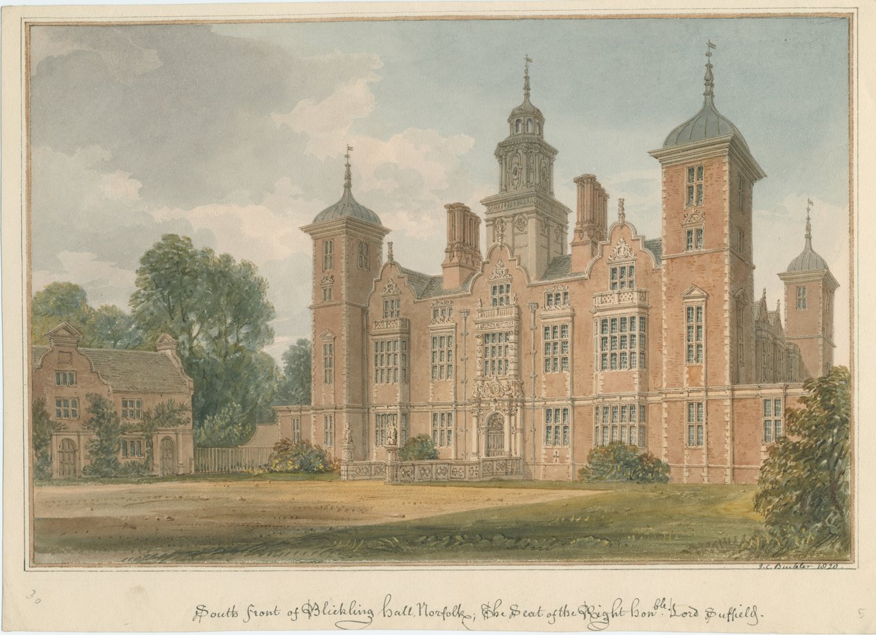 Norfolk - Blickling Hall, 1820 av John Chessell Buckler