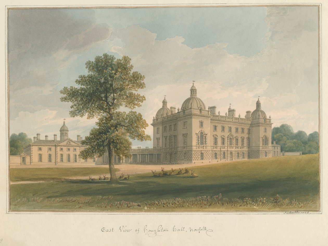 Norfolk - Houghton Hall, 1826 av John Chessell Buckler