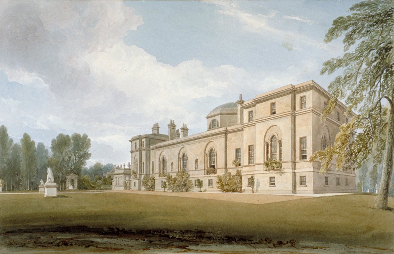 Nord-vest utsikt over Chiswick House, Chiswick, Hounslow, London, 1822 av John Chessell Buckler