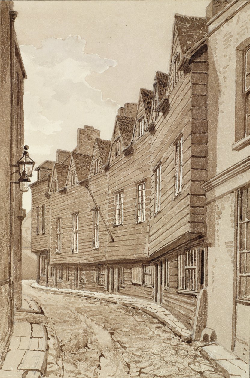 Old Houses in Mill Lane, Bermondsey, 1828, fra 
