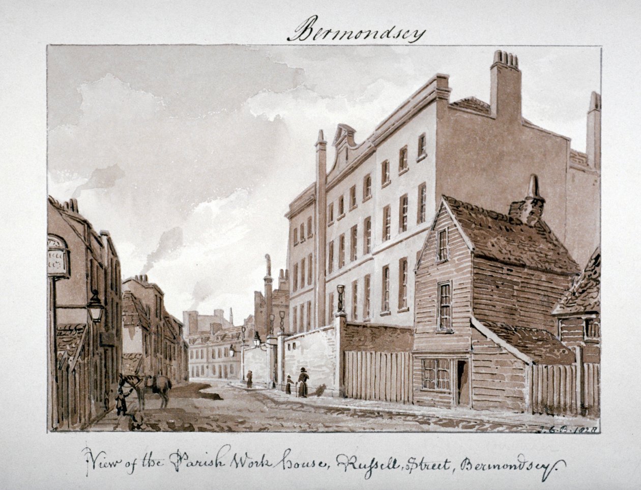 Parish Work House, Tanner Street, Bermondsey, London, 1828. av John Chessell Buckler