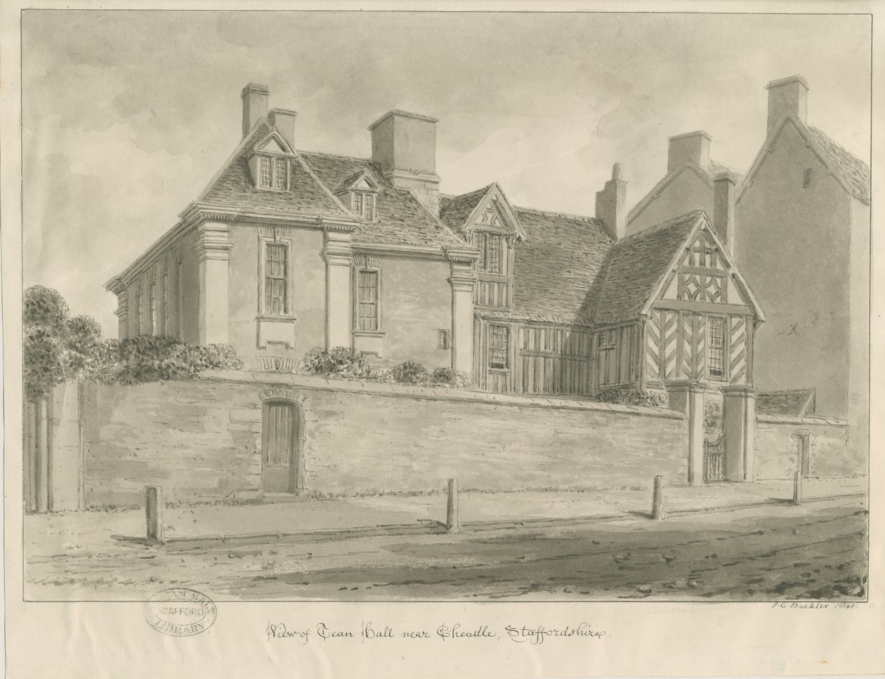 Tean Hall: sepia tegning av John Chessell Buckler