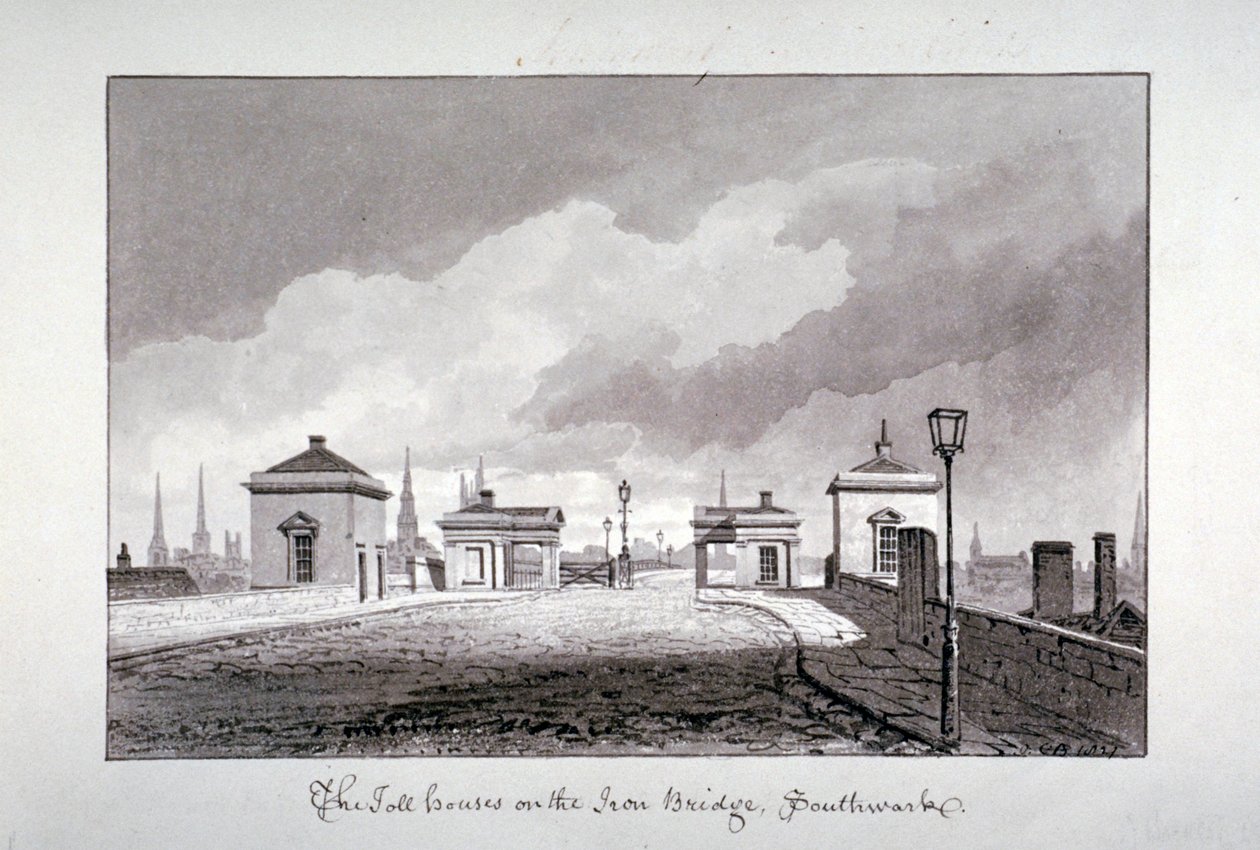 Bompengehus på Southwark Bridge, London, 1827. av John Chessell Buckler