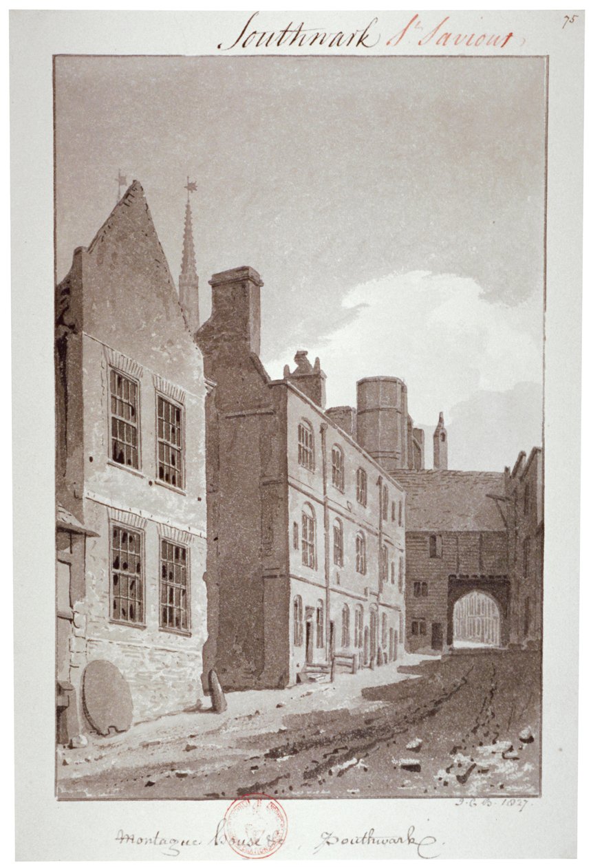 View looking towards the gateway of Montague House, Southwark, London, 1827   1165522   no       norwegian Successfully Translated  Original: Misty Landscape, 15th-16th century. Translat: Misty Landscape, 15th-16th century. 1203851 no norwegian Successfull av John Chessell Buckler