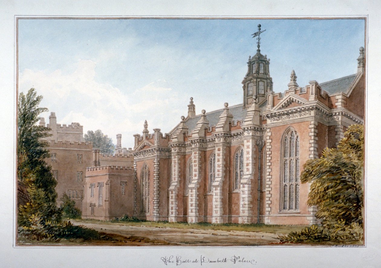 Utsikt over hallen ved Lambeth Palace, London, 1831 av John Chessell Buckler