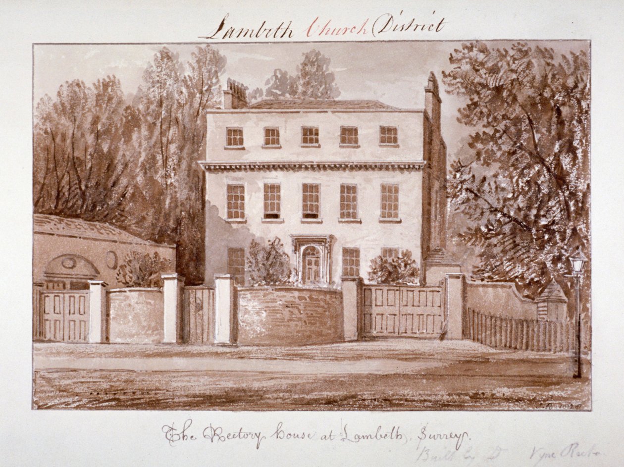 Utsikt over prestegården til St Mary i Lambeth, London, 1828. av John Chessell Buckler
