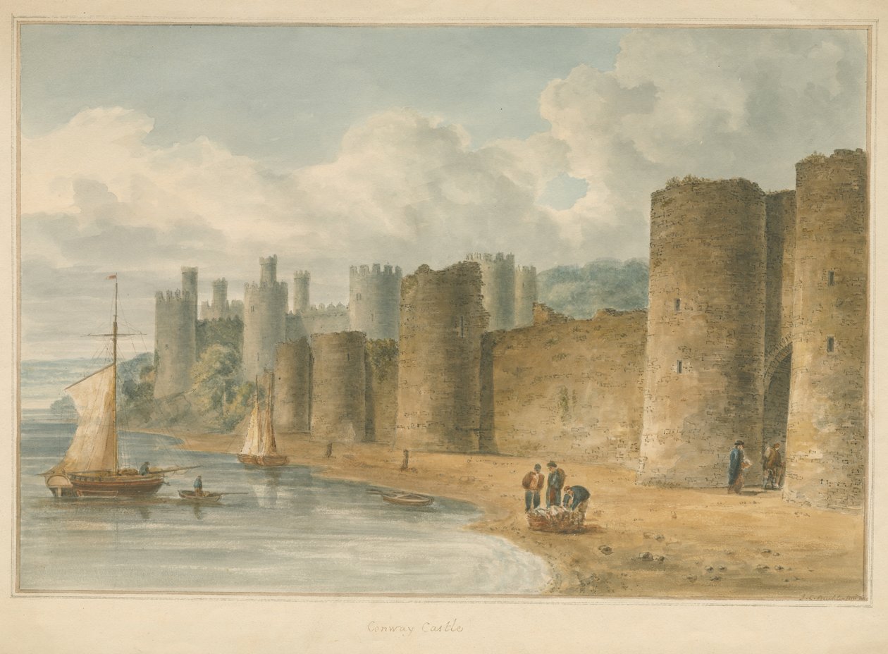 Wales - Carnarvonshire - Conway Castle, 1810 av John Chessell Buckler