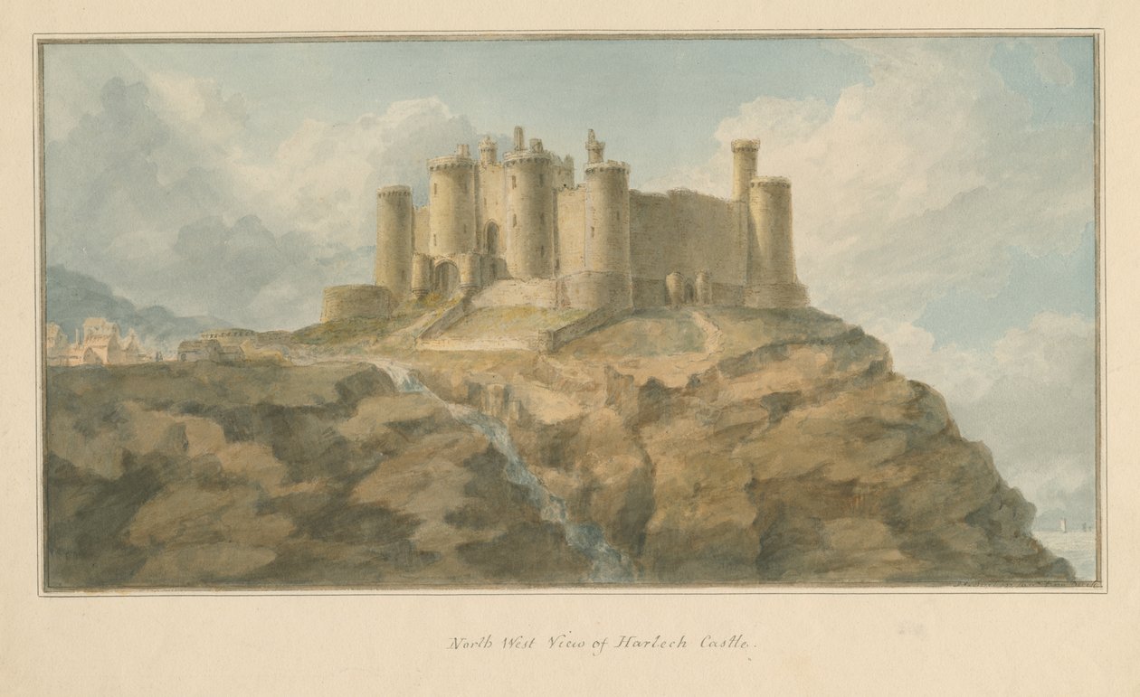 Wales - Mouthshire - Harlech Castle, 1800 av John Chessell Buckler