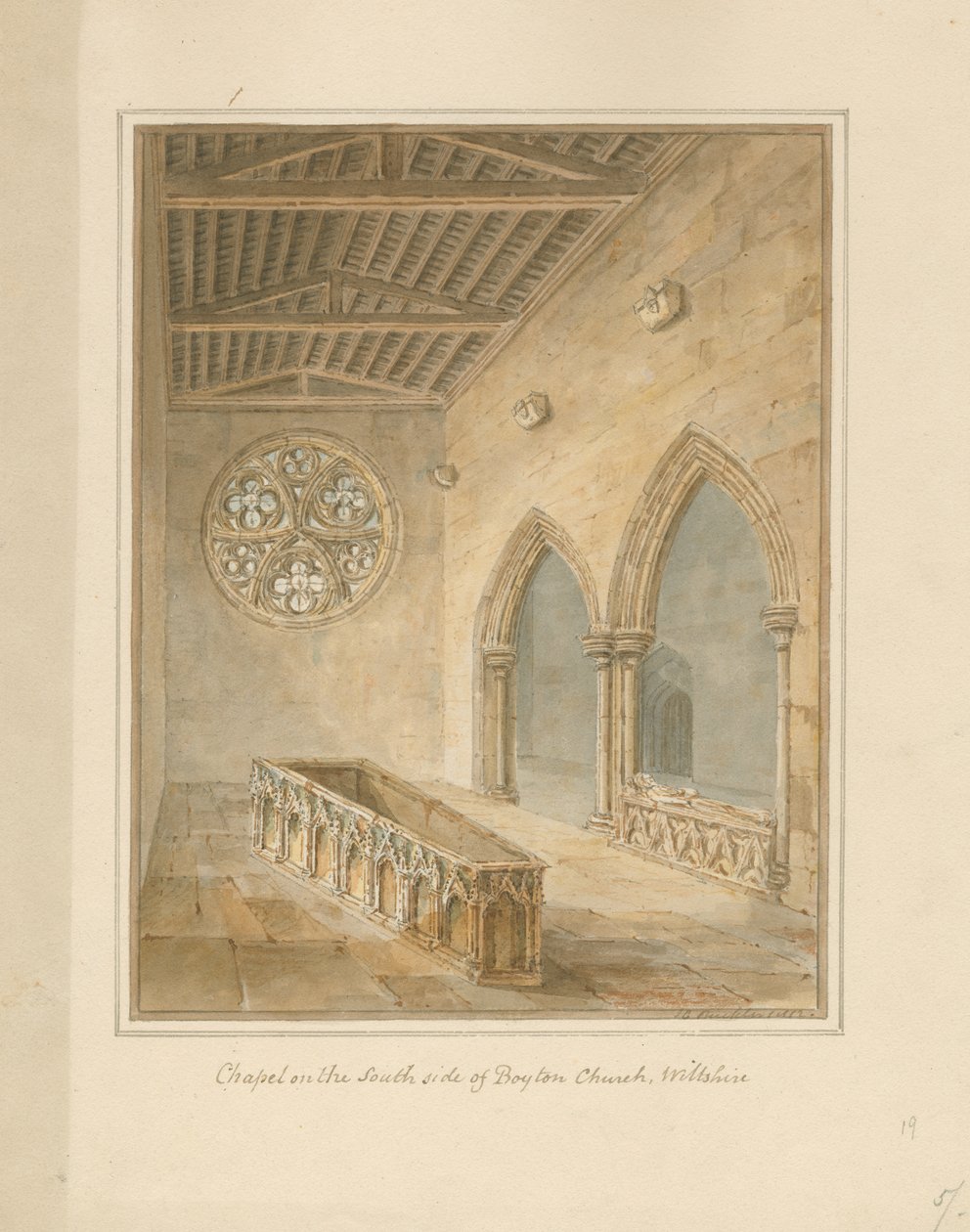 Wiltshire - Boyton Church - Chapel, 1812 av John Chessell Buckler