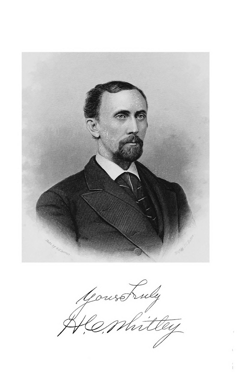 Portrett av Hiram C. Whitley, frontispice fra "Three years with counterfeiters, smuglers and boodle carriers" av George Burnham av John Chester Buttre