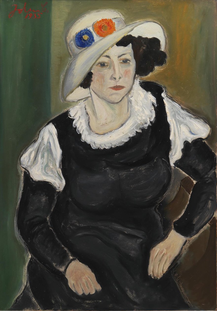 En dame med hatt. Kunstnerens kone, Dagny Marie Christensen av John Christensen