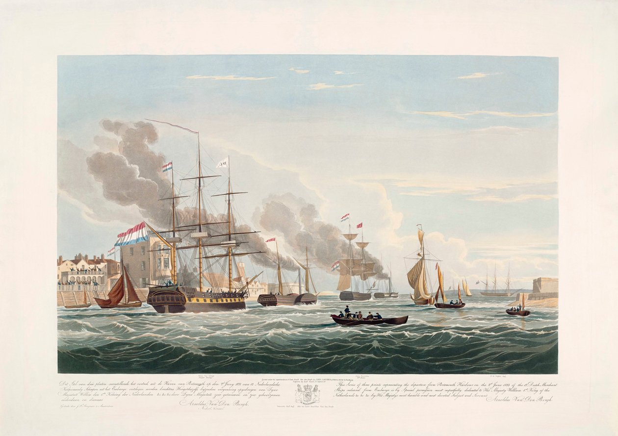 Hollandske handelsskip forlater Portsmouth 2. juni av John Christian (after) Schetky