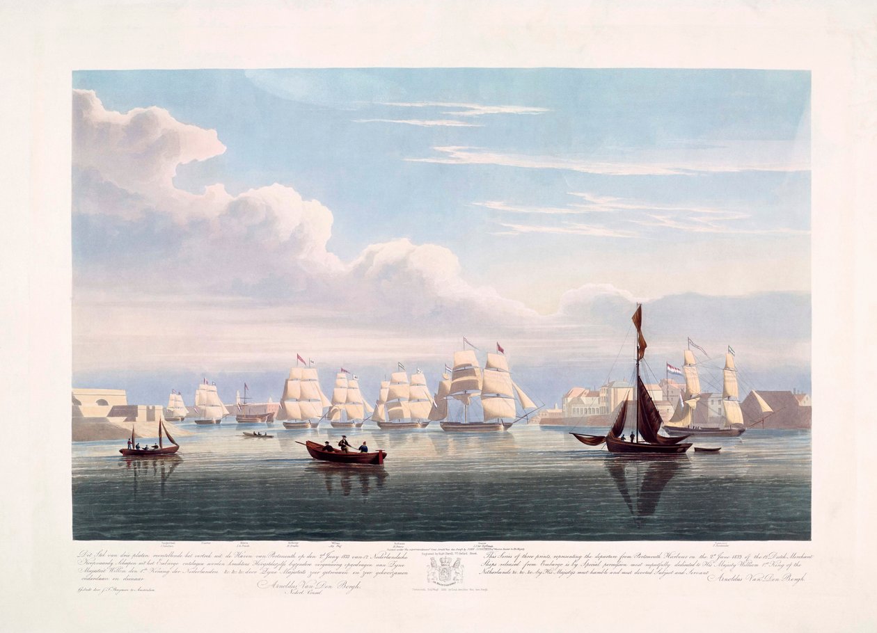 Hollandske handelsskip forlater Portsmouth 2. juni av John Christian (after) Schetky