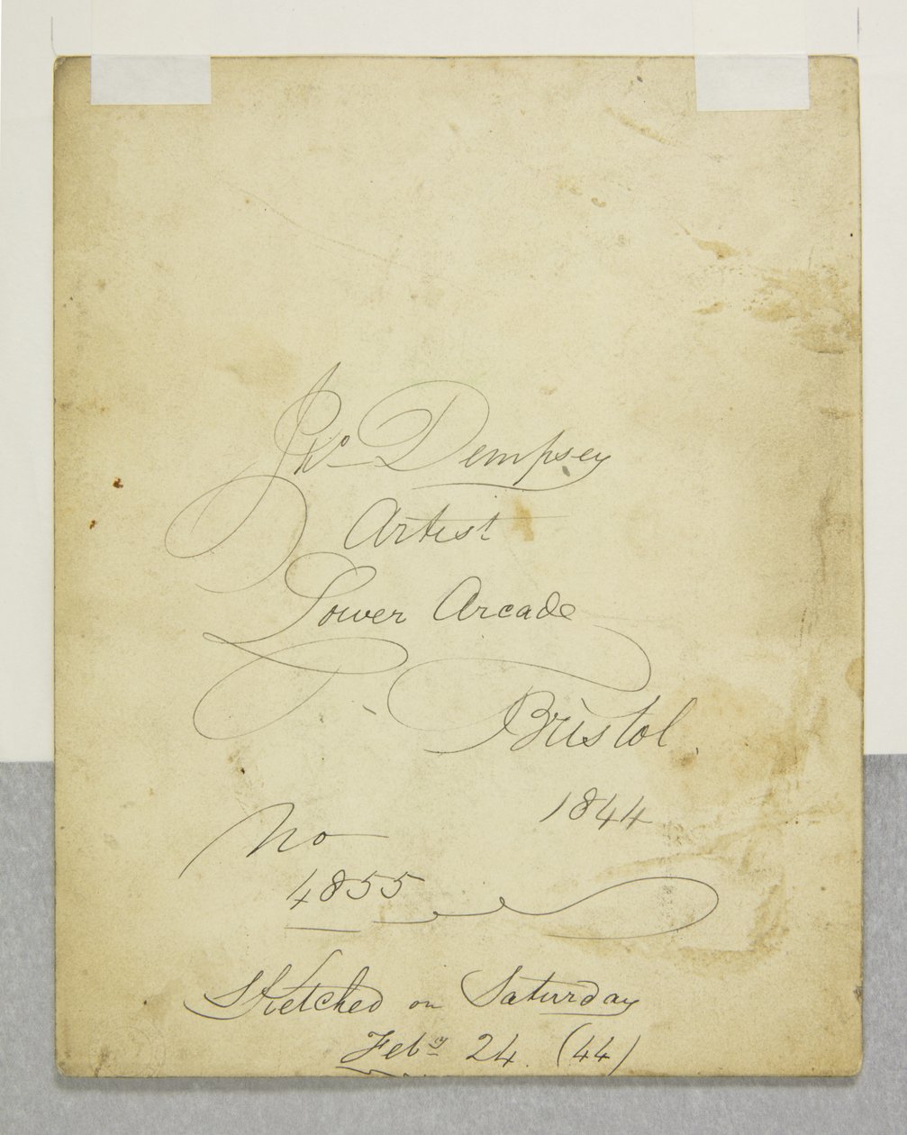Portrett av en ungdom, verso av John Church Dempsey