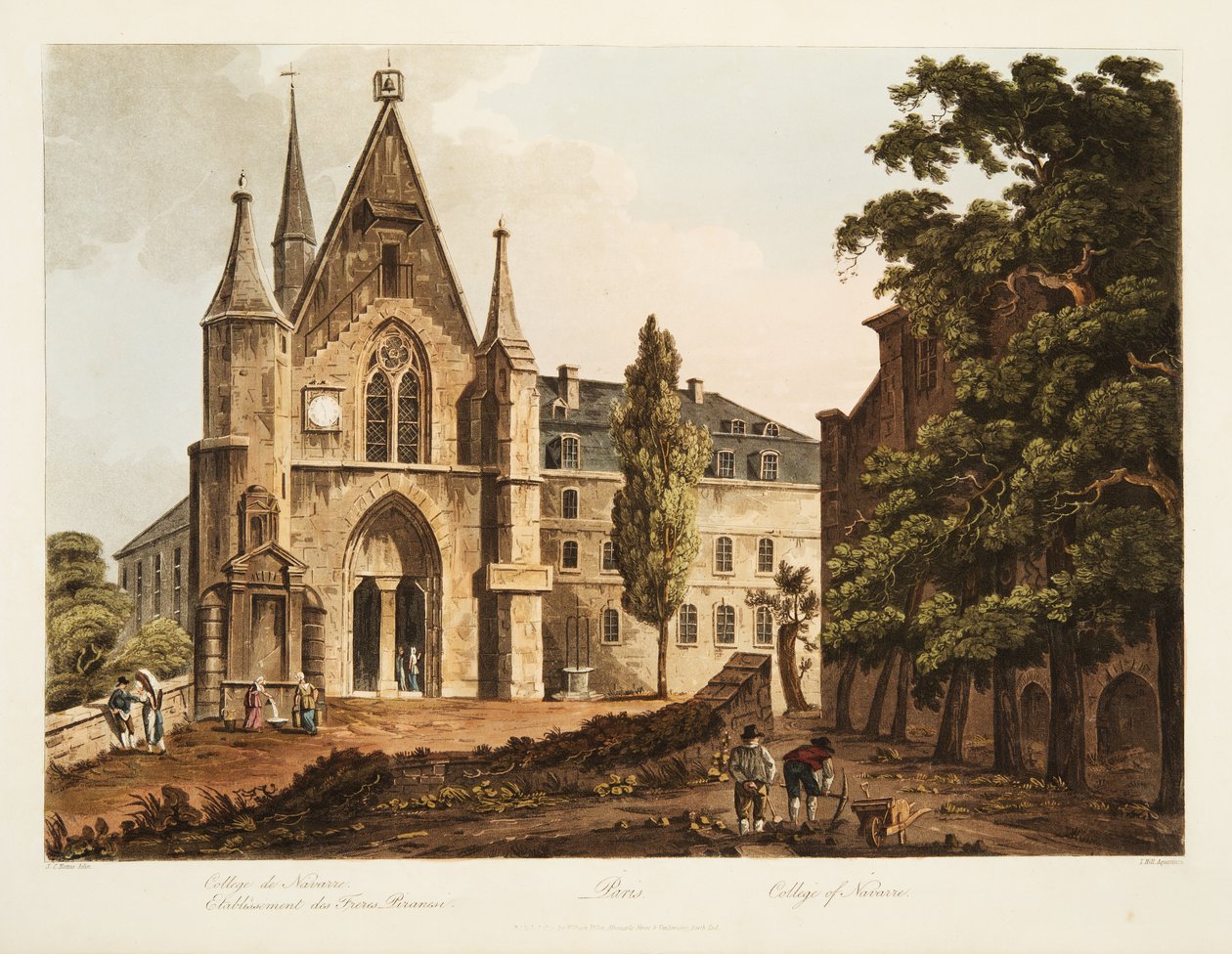 College of Navarre, illustrasjon fra Versailles, Paris og Saint Denis, pub. 1806 (akvatint) av John Claude Nattes