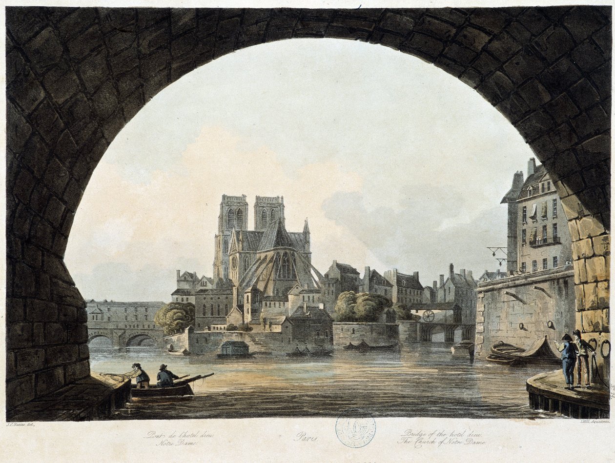 Paris: Notre Dame - i ""Paris vu par J.C. Mats", red. Miller, London av John Claude Nattes