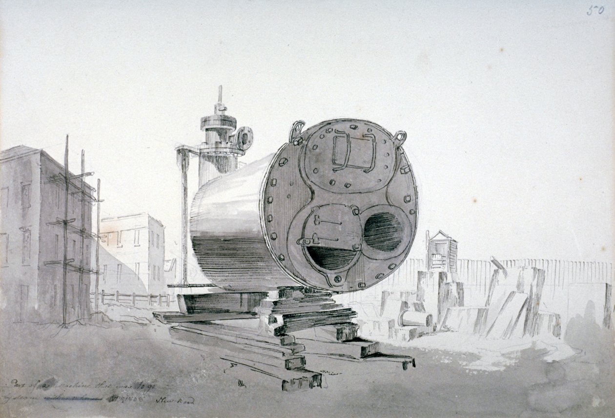 Dampmaskin, New Road, Islington, London, 1808 av John Claude Nattes