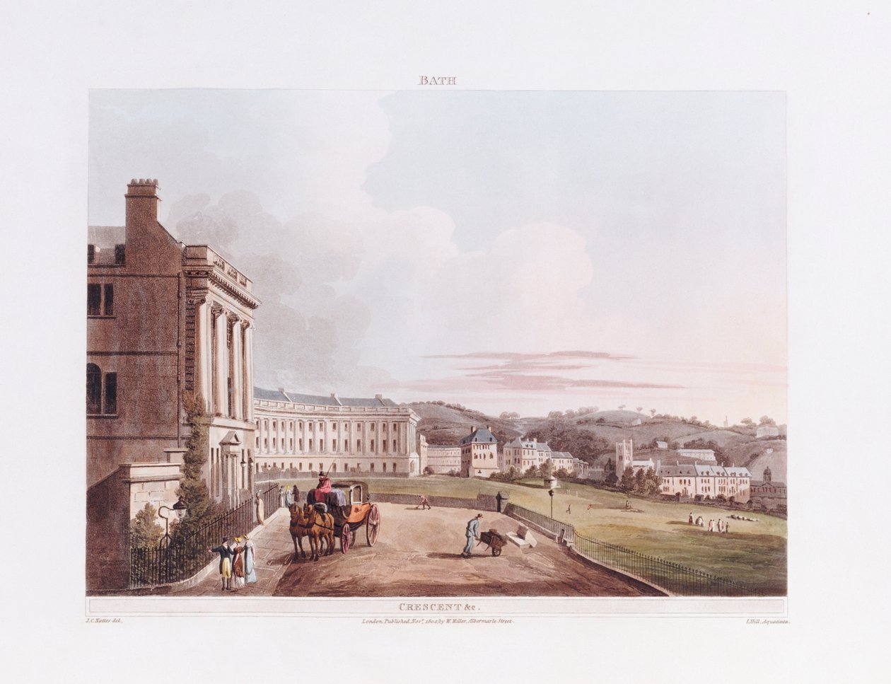 The Crescent, fra "Bath Illustrated by a Series of Views", 1806 av John Claude Nattes