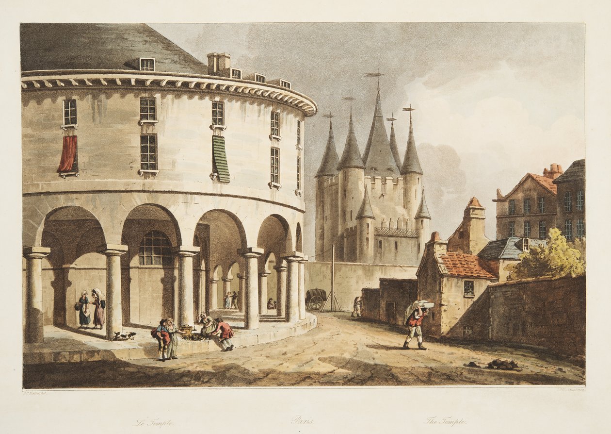 Templet, illustrasjon fra Versailles, Paris og Saint Denis, pub. 1805 (akvatint) av John Claude Nattes
