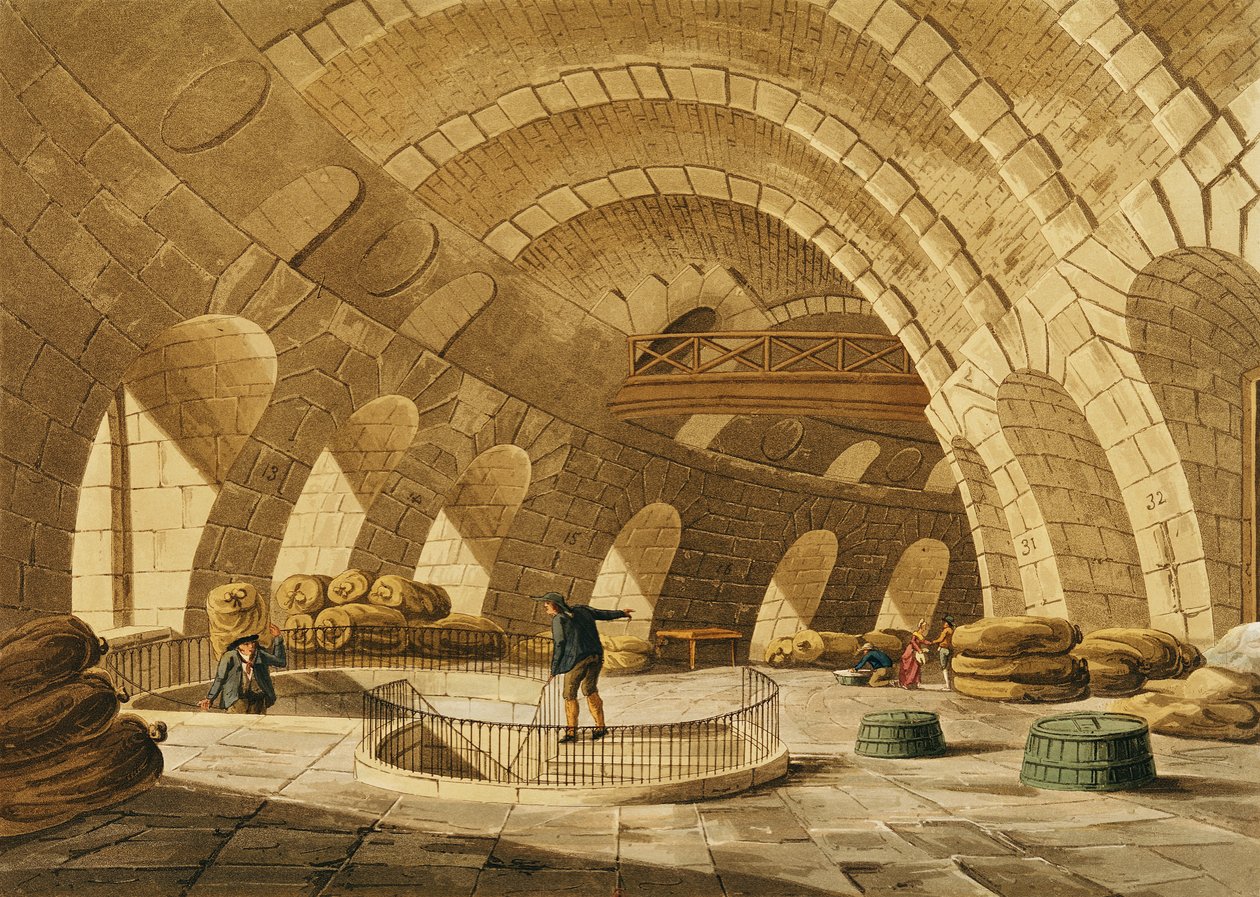 The Wheat Store, Rue de Viarmes, gravert av I. Hill av John Claude Nattes