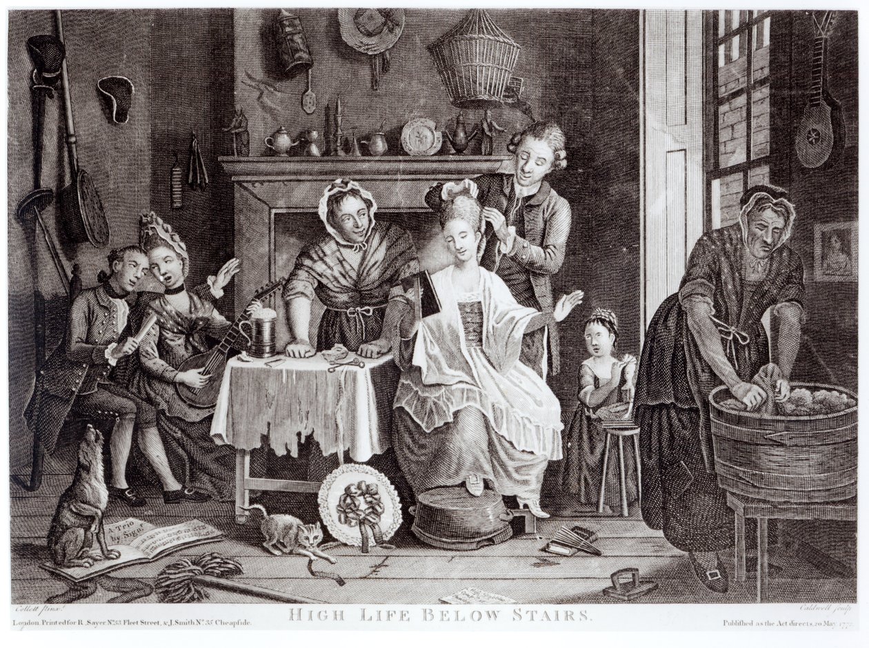 High Life Below Stairs, gravert av Caldwell, pub. i 1772 av John Collet