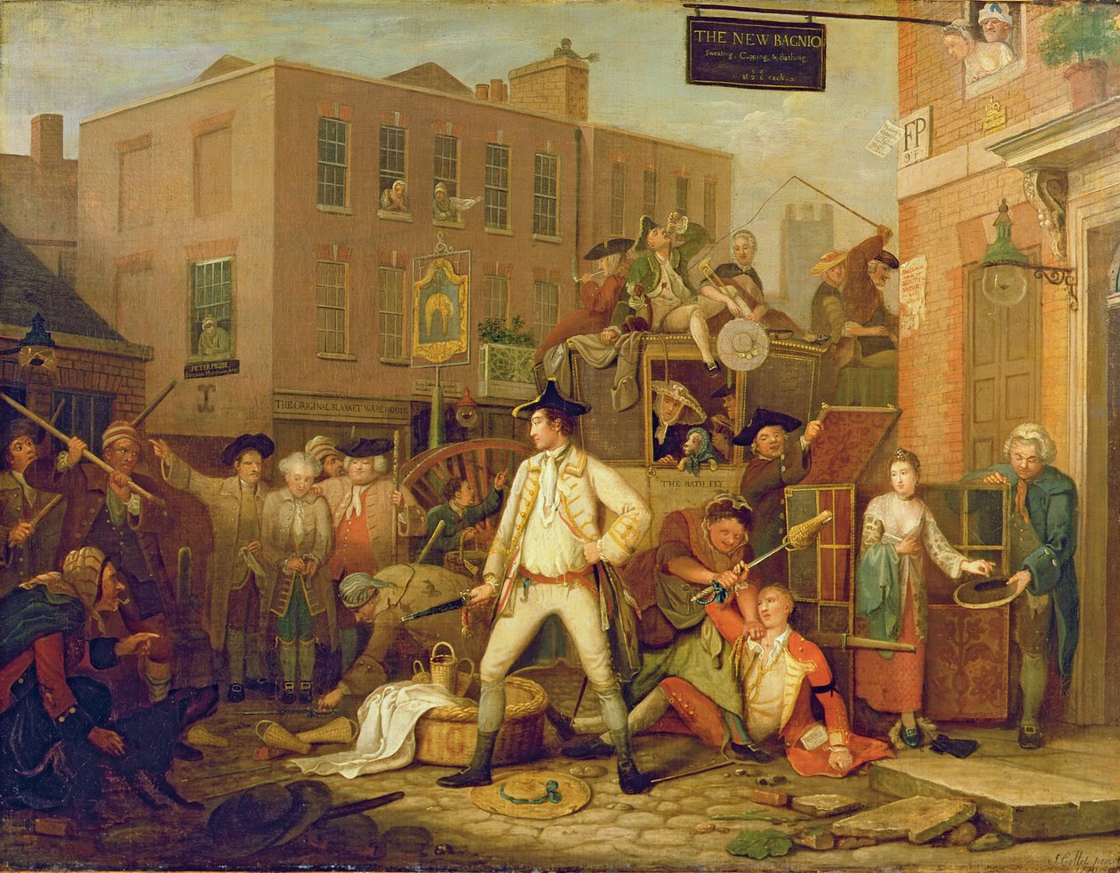 Scene i en London Street av John Collet