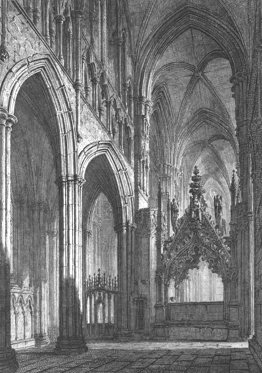 Beverley Minster, Eastern Transept, tidlig på 1800-tallet av John Coney