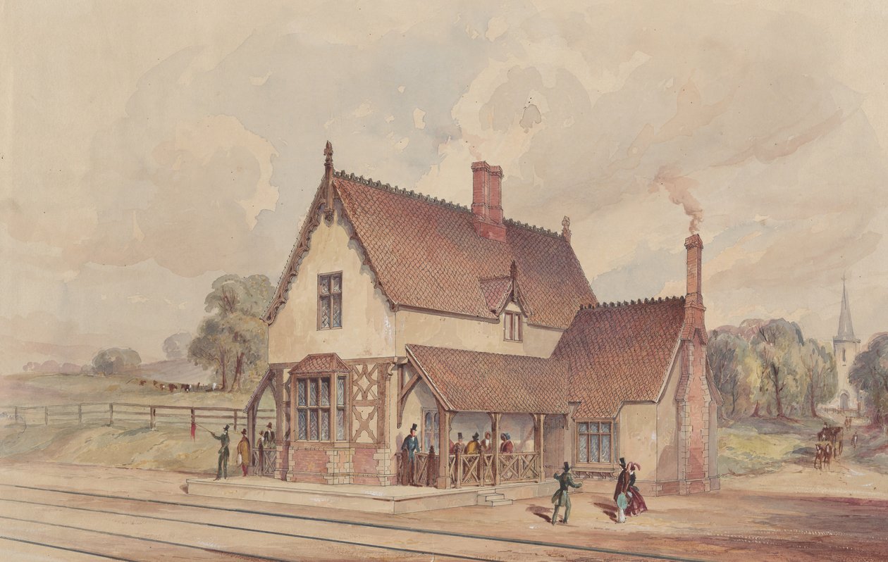 Victorian Rural Train Station and Railroad Crossing, 1844-77. av John Connell Ogle