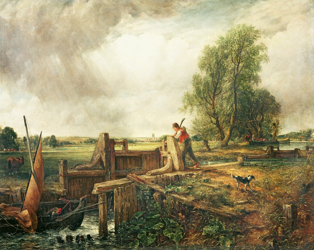 En båt som passerer en sluse av John Constable