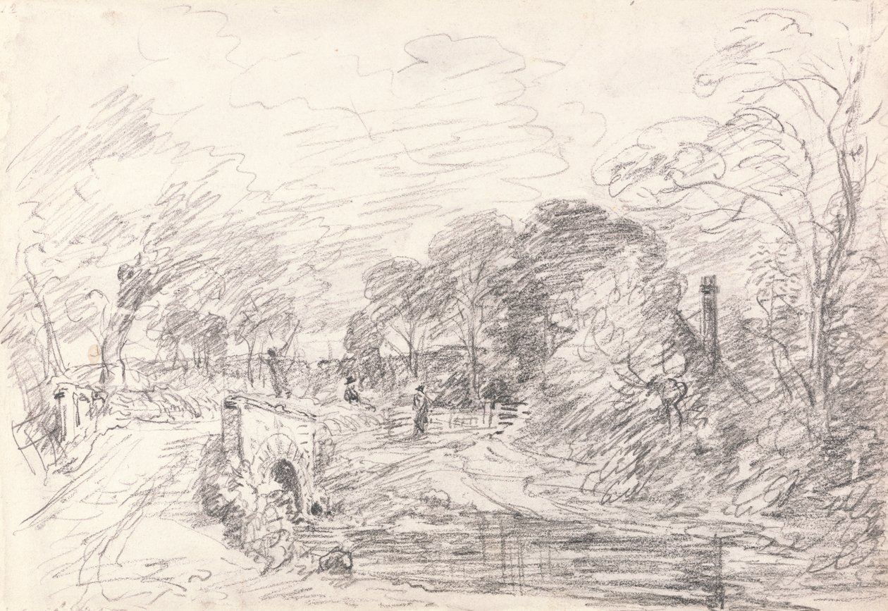 En bro nær Salisbury Court, kanskje Milford Bridge av John Constable