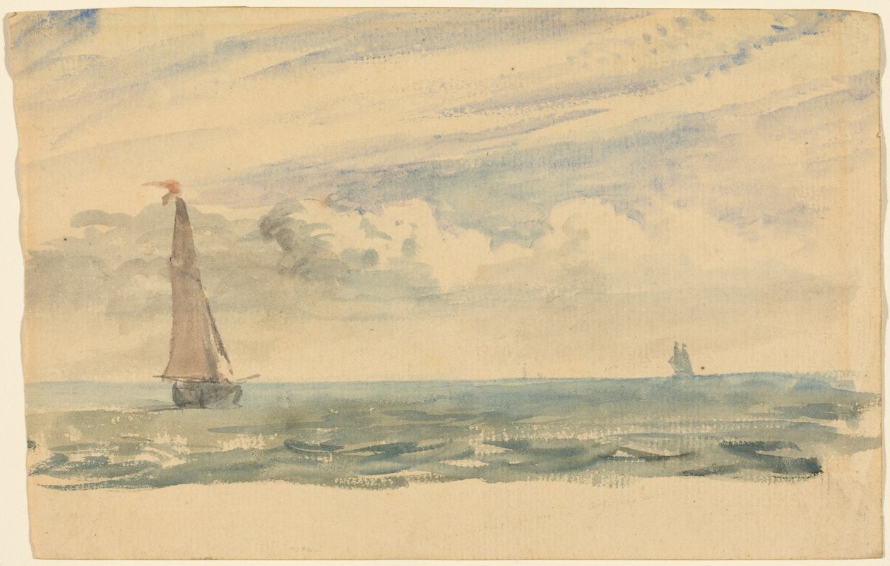 Havlandskap med to seilbåter av John Constable