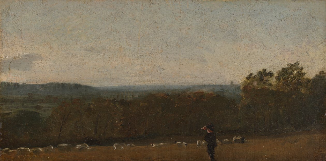 En hyrde i et landskap ser over Dedham Vale mot Langham av John Constable