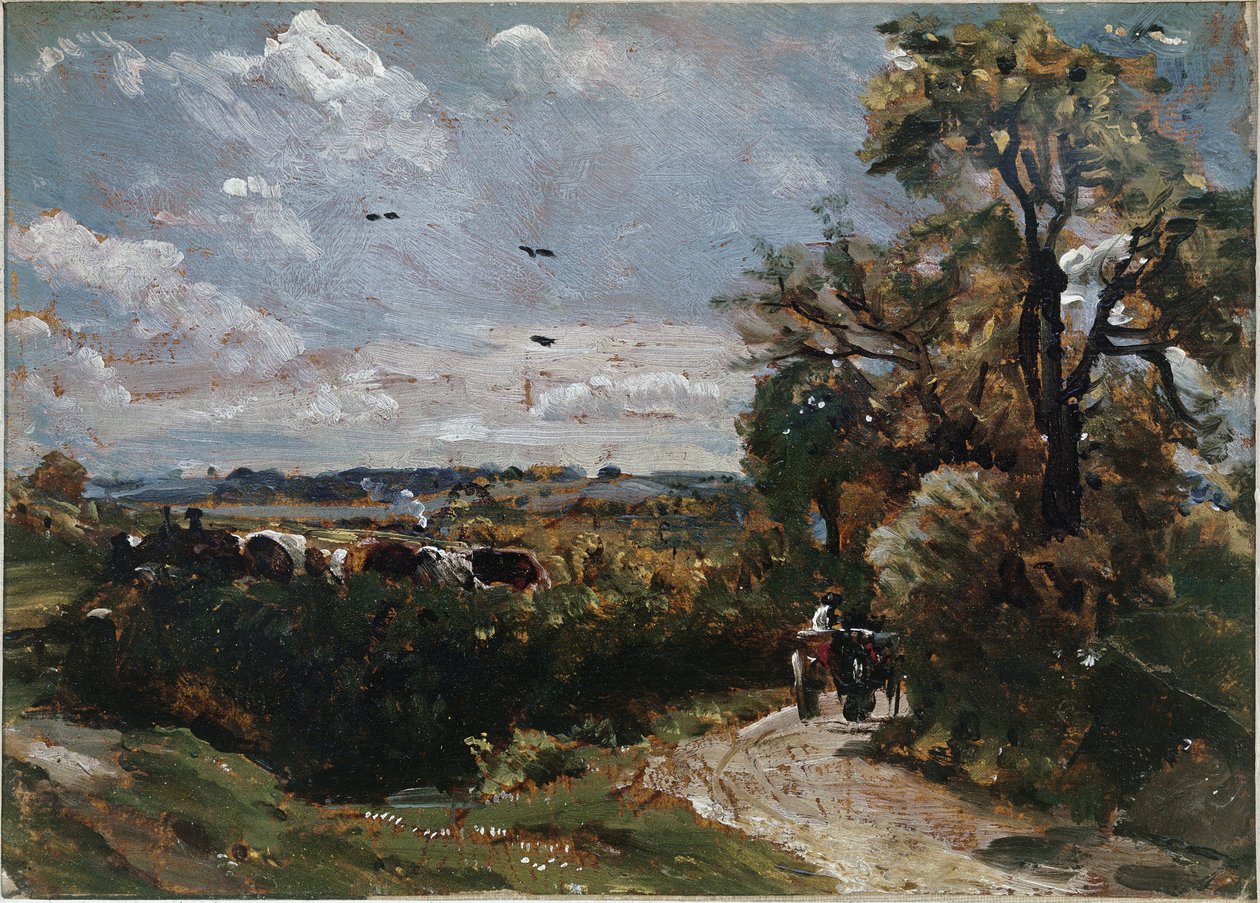 En vogn på veien til Flatford (olje på lerret av John Constable