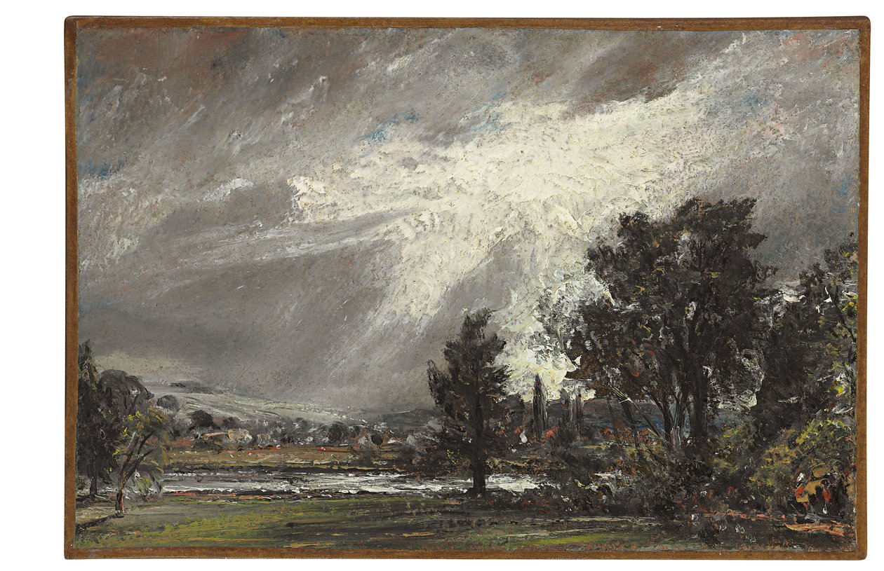 Utsikt over Salisbury (olje på papir lagt ned på lerret) av John Constable