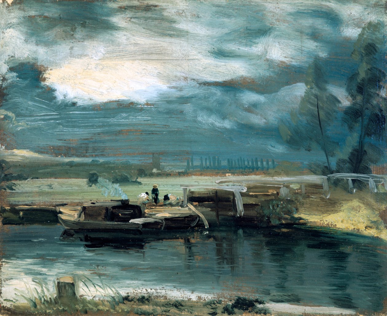 Lektere på Stour, med Dedham Church i det fjerne, 1811 av John Constable