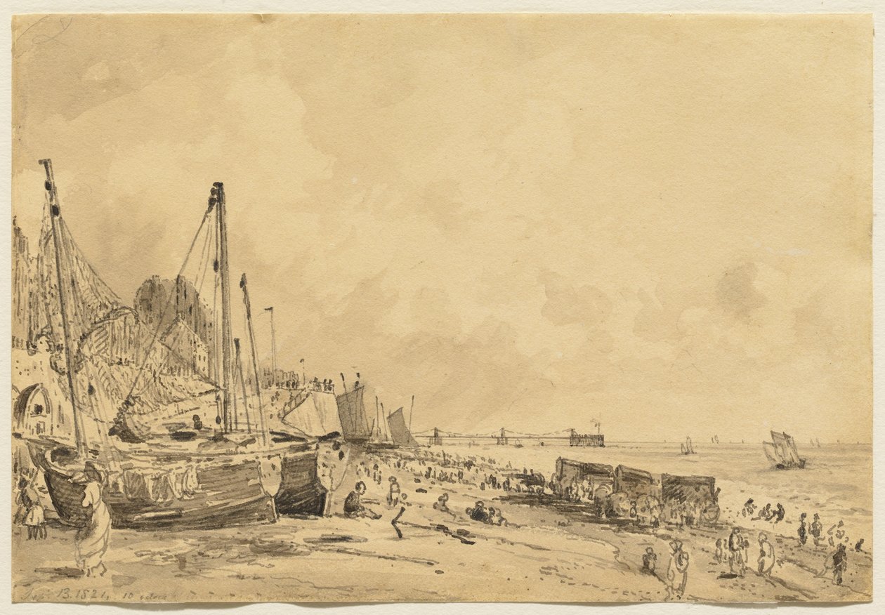 Brighton Beach, Looking East, 1824 av John Constable