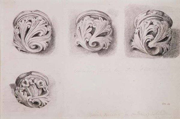 Corbels i Solihull Church, Warwickshire (tegning) av John Constable