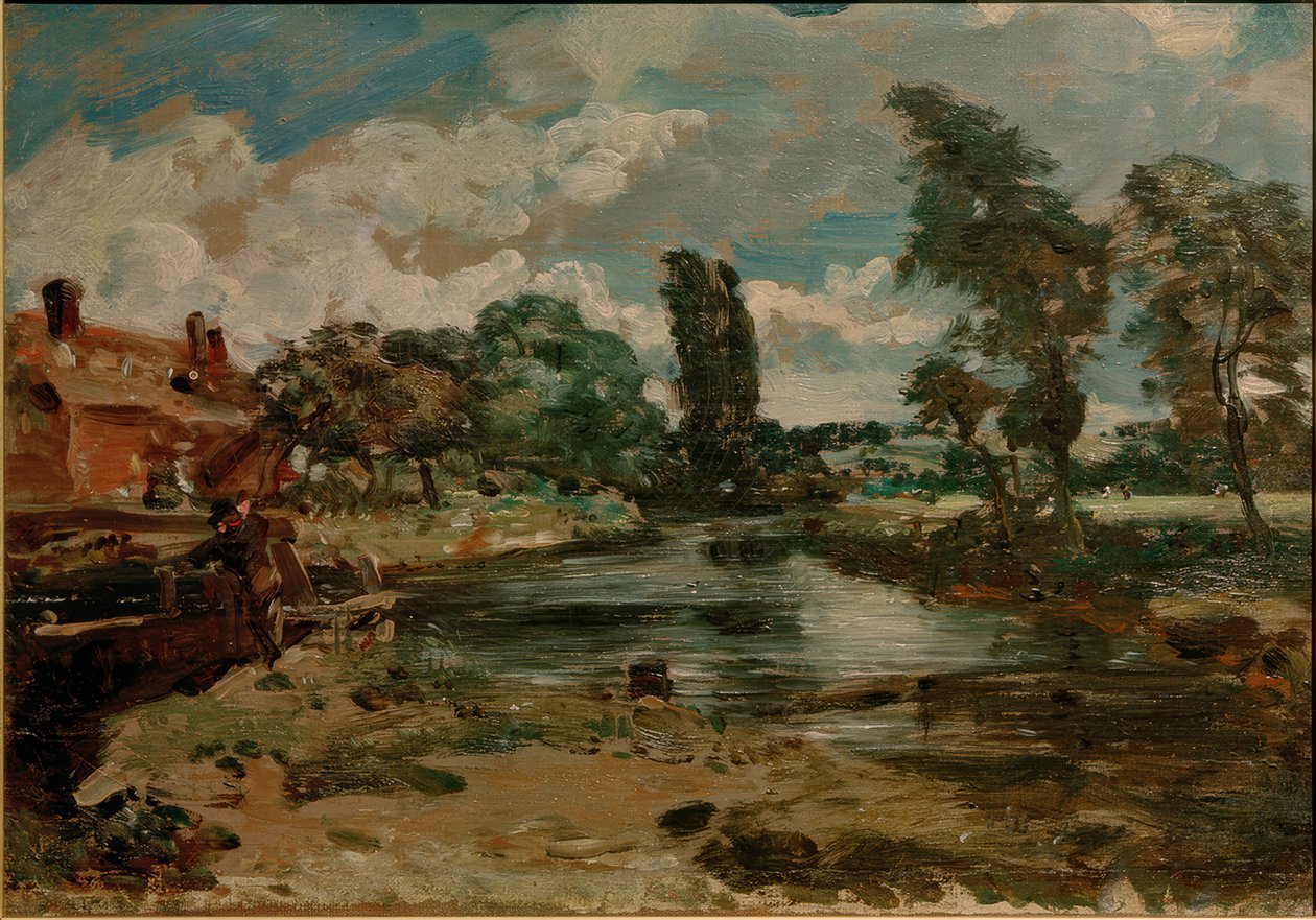 Flatford Mill sett fra låsen av John Constable