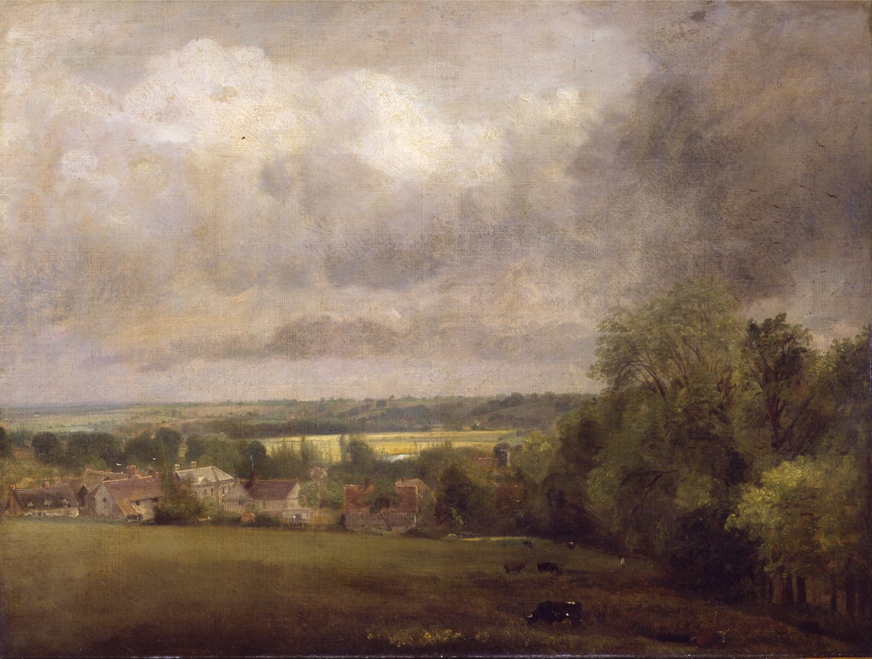 Landsby ved elven Stour av John Constable