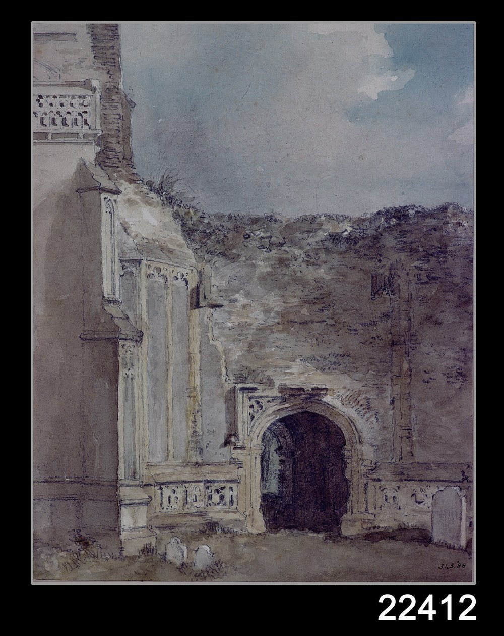 Østre Bergholt kirke: Nordre buegang til det ødelagte tårnet av John Constable