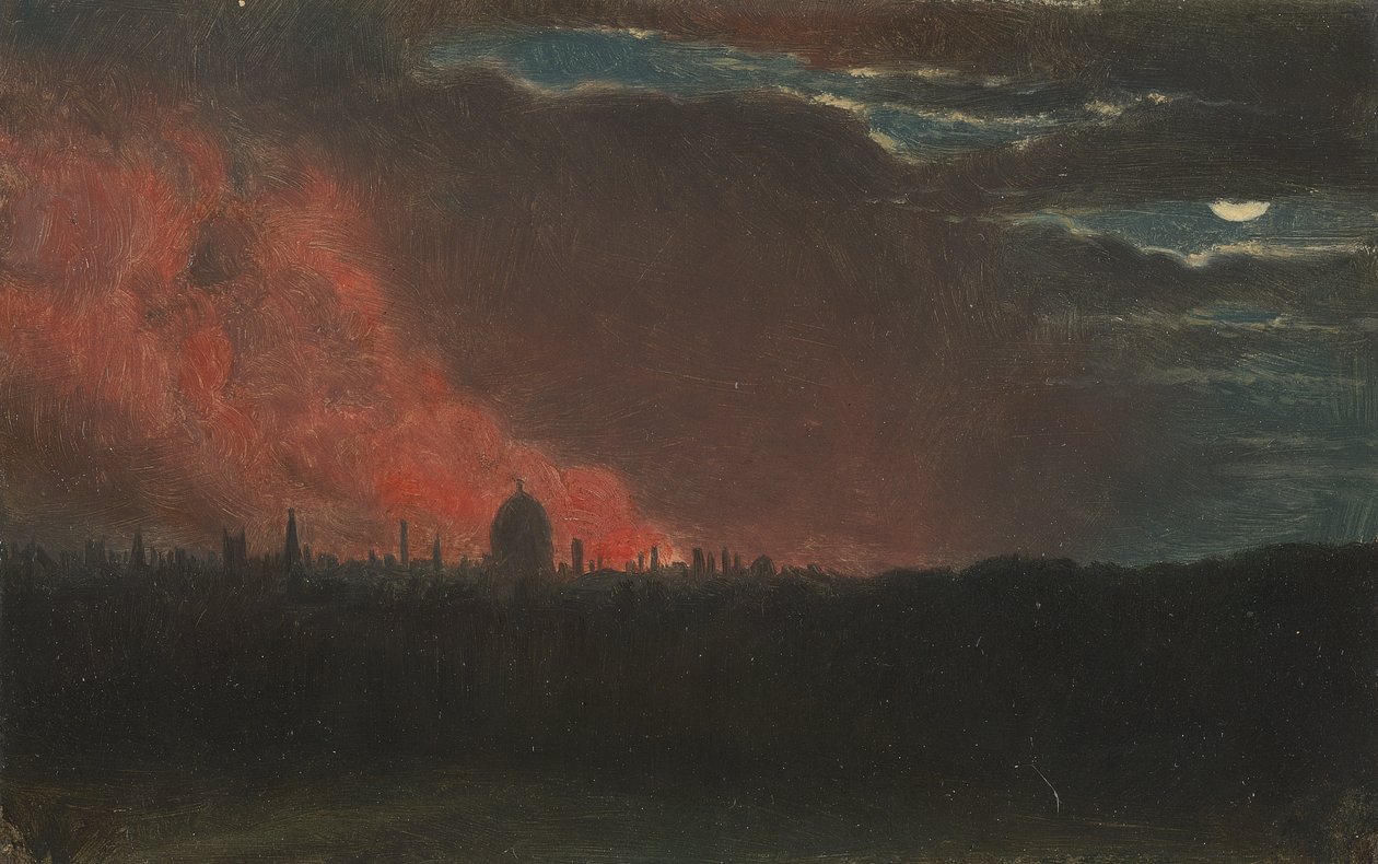Brann i London, sett fra Hampstead av John Constable