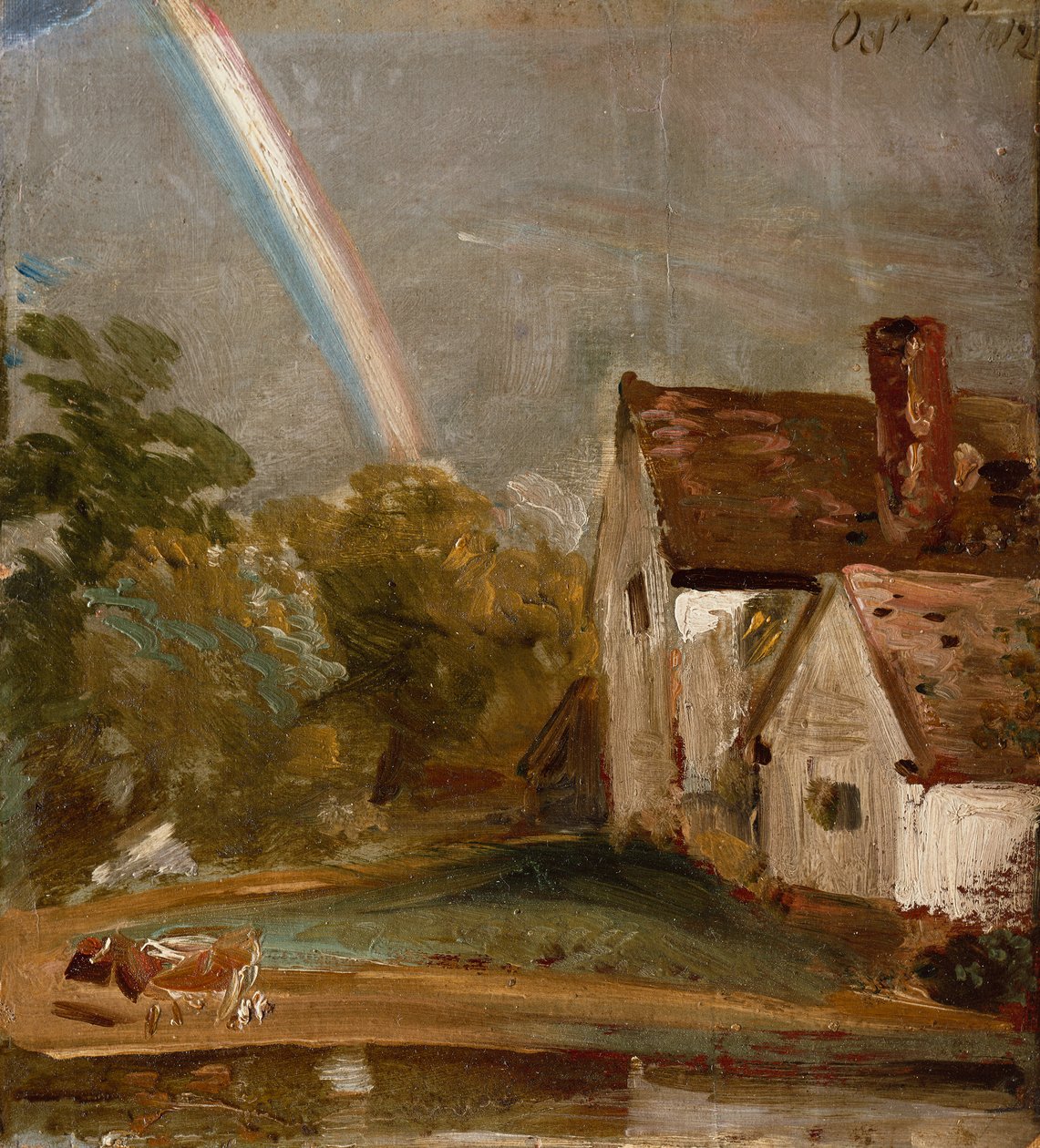 Flatford Lock and Mill (olje) av John Constable