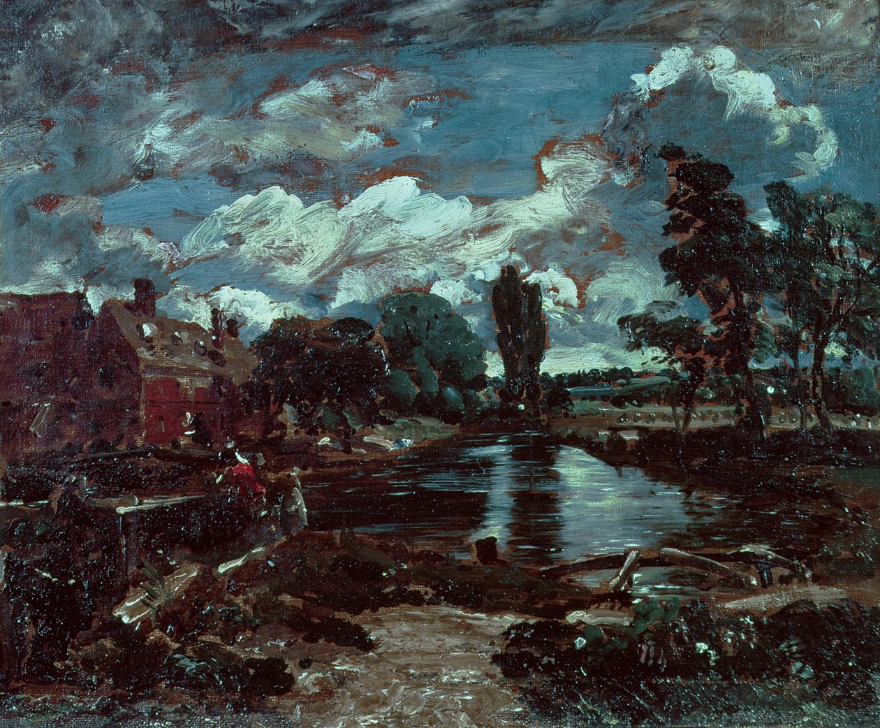 Flatford Mill fra en lås på Stour, ca. 1811 av John Constable