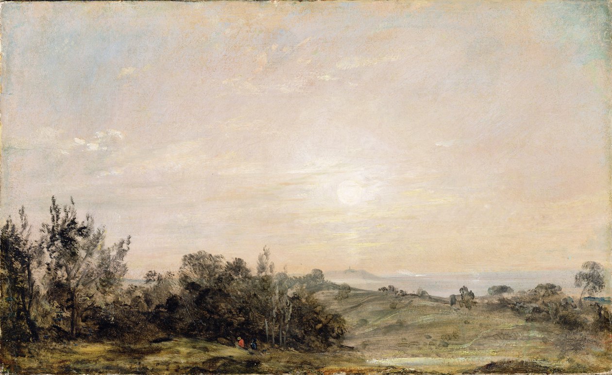 Hampstead Heath, ser mot Harrow, 1821-22 (olje på papir lagt på lerret) av John Constable