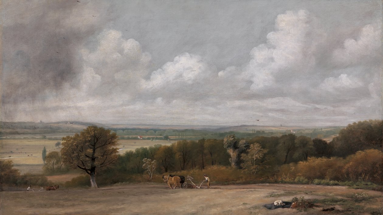 Pløyescene i Suffolk, 1824 til 1825. av John Constable