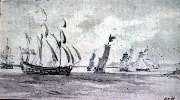 Frakt i en bris i Themsen eller Medway (grafitt på papir) av John Constable