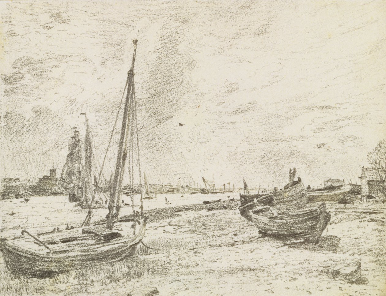 Frakt på Themsen, ca. 1818 (grafitt på papir) av John Constable